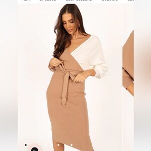 Petal & Pup Nate Dress Beige / White - Small
